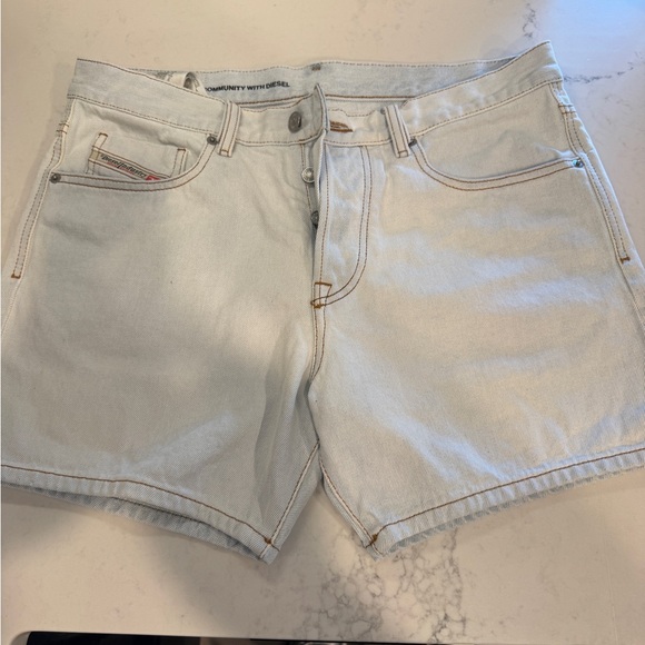 NWOT Men’s Diesel x Tom of Finland pale blue denim shorts. - Picture 1 of 4